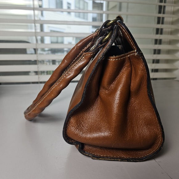 Patricia Nash Rienzo Leather Shoulder Bag Satchel Tan Classic Heritage P35701 - Picture 4 of 14